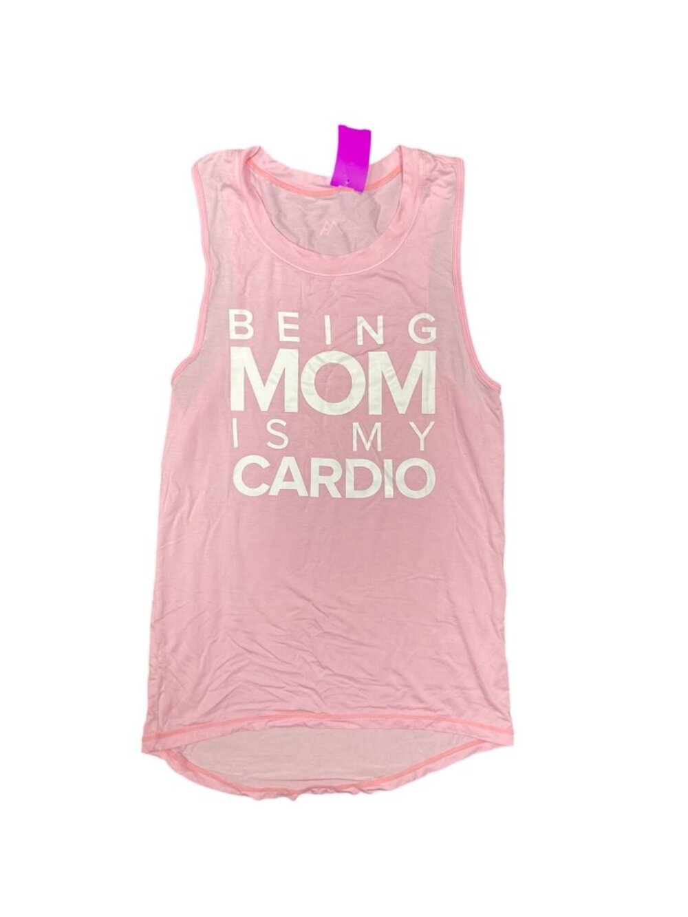 Being Mom Is My Cardio Pink XS Sleeveless Tank Top Womens Activewear